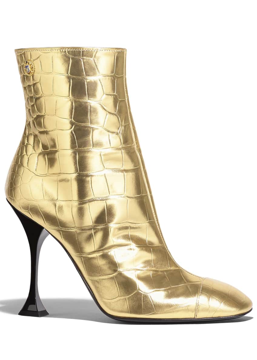 chanel gold boots