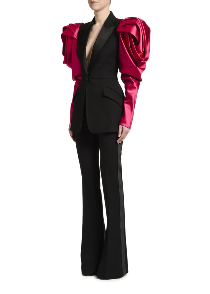 Rose-Sleeve Lightweight Wool Jacket 