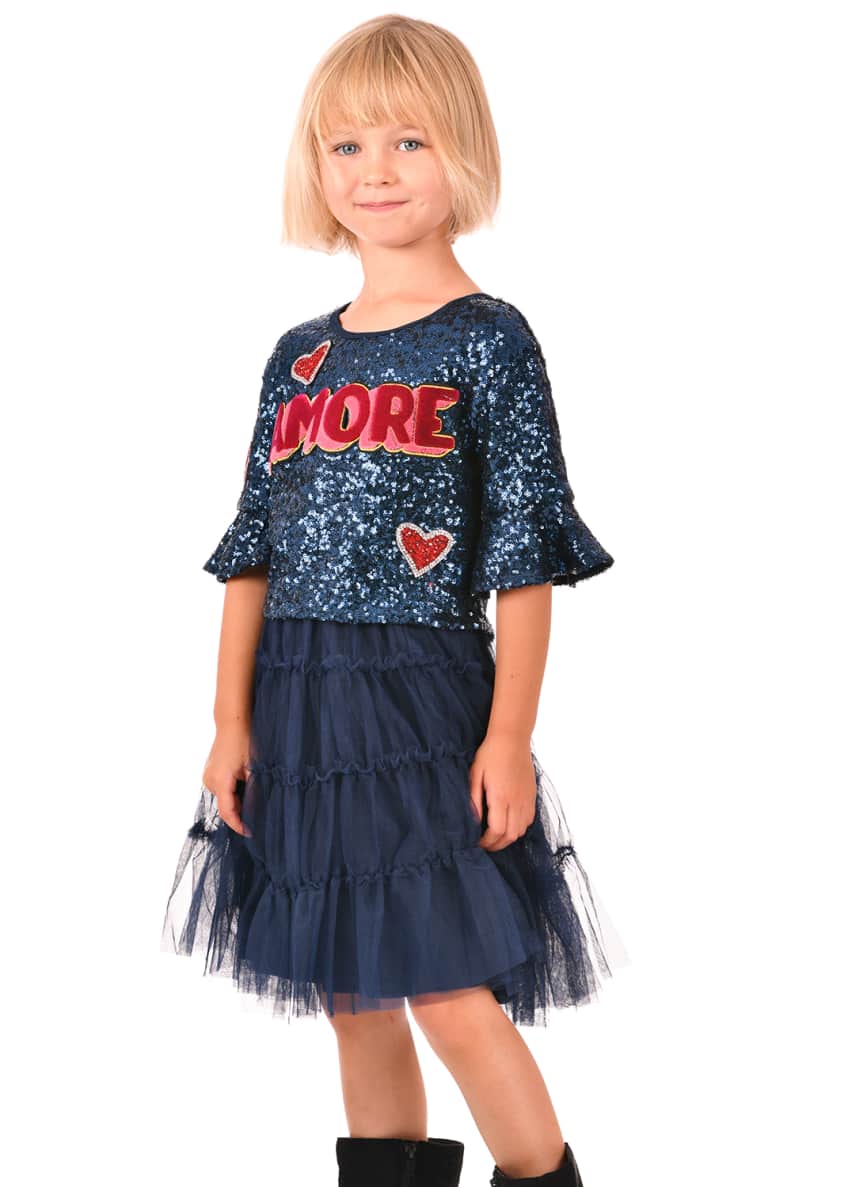 Hannah Banana Luxe Whimsical 3 Tiered Ruffled Tutu Rainbow Dress