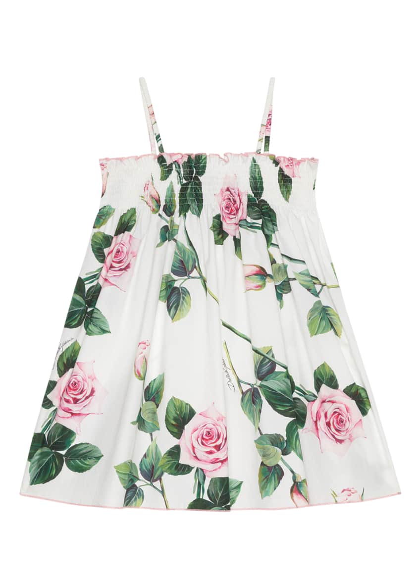 Dolce&Gabbana Girl's Tropical Rose Shirred Dress, Size 9M-6 and ...