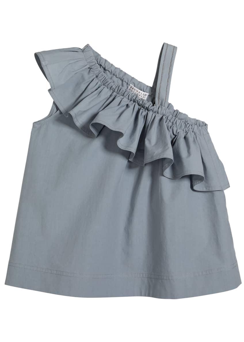 Brunello Cucinelli Girl S One Shoulder Ruffle Top Size 8 10 And Matching Items Matching Items Bergdorf Goodman