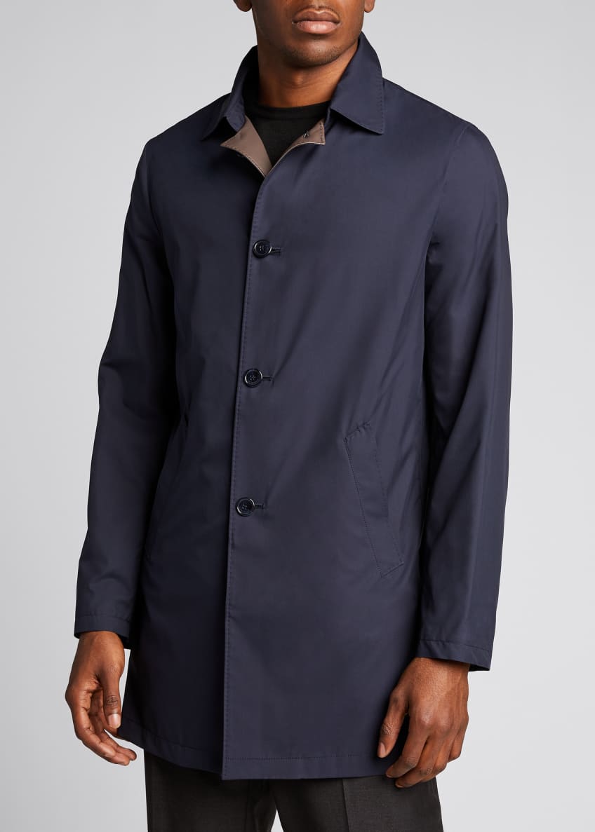 Mandelli Men's Silk Rain System Raincoat w/ Lamb Leather - Bergdorf Goodman