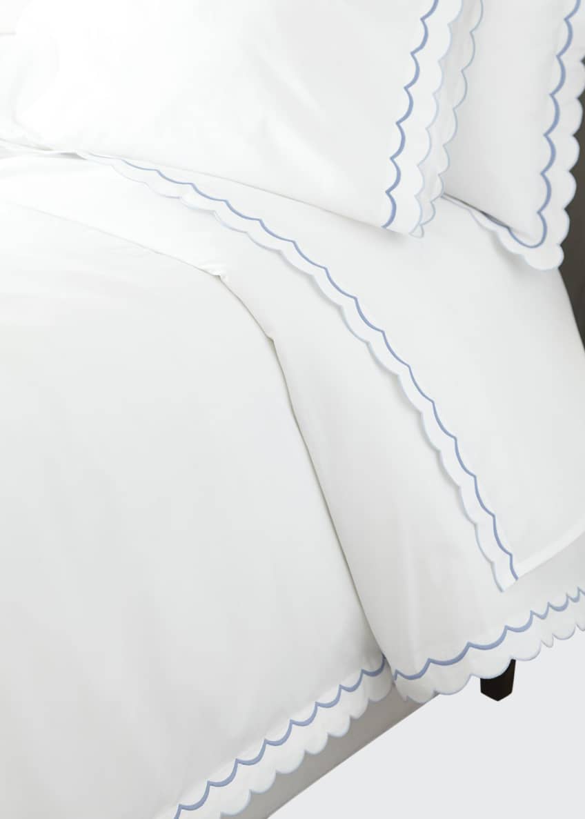 Matouk India Full/queen Flat Sheet In White/blue