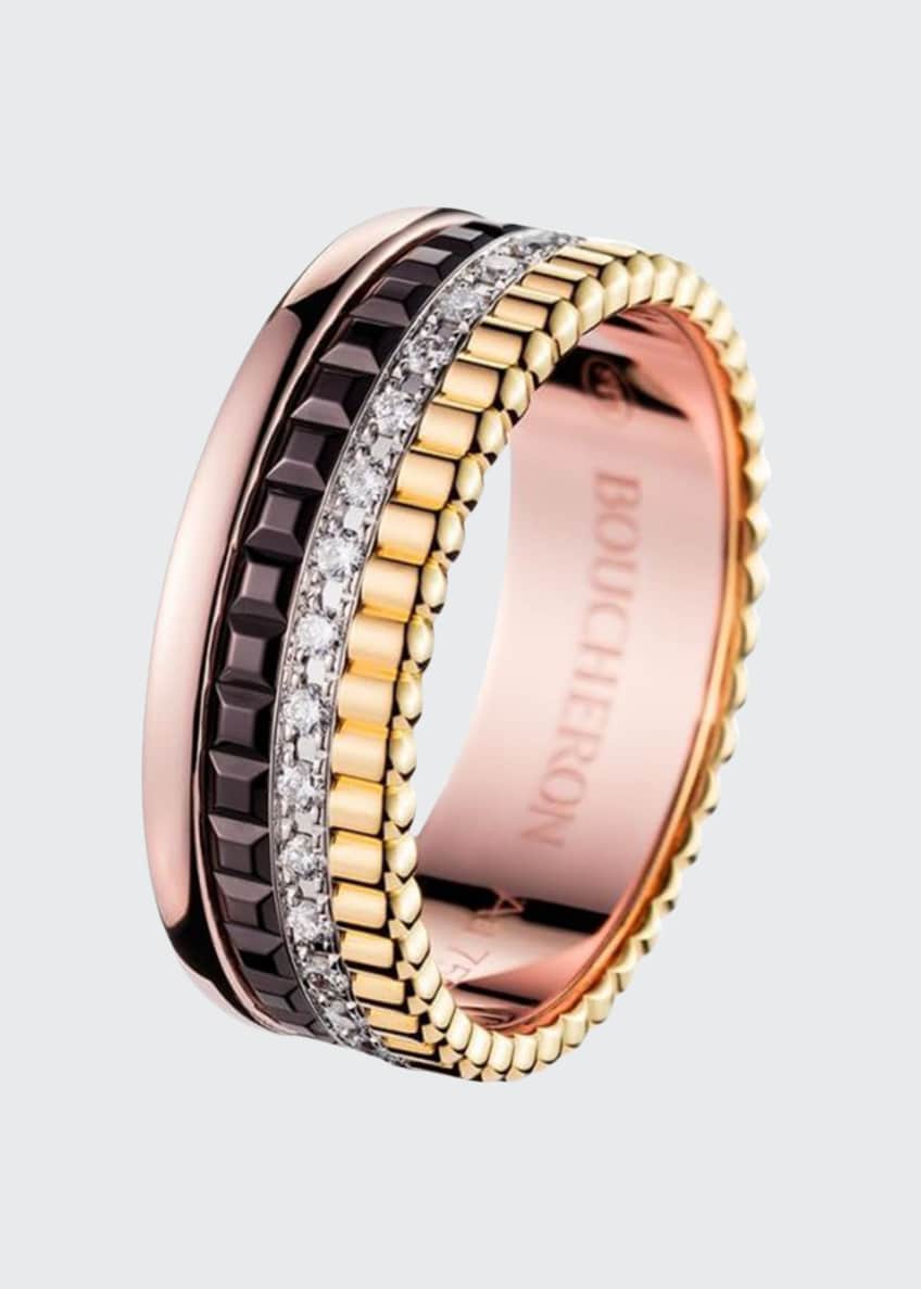 Boucheron Quatre Classique Ring in Tricolor Gold with Brown PVD and