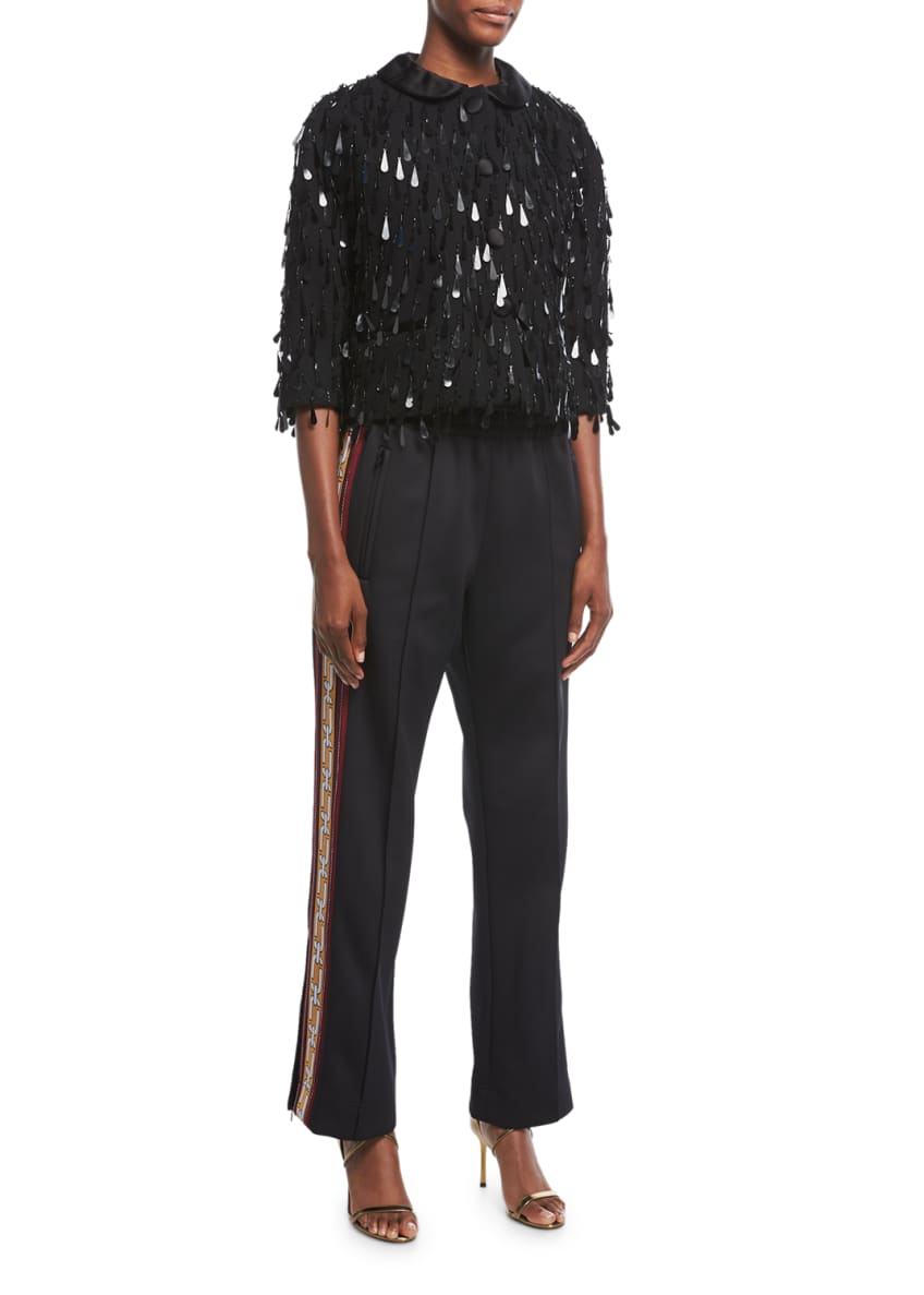 Paillette-Embellished 3/4-Sleeve Jacket and Matching Items Image 1 of 2