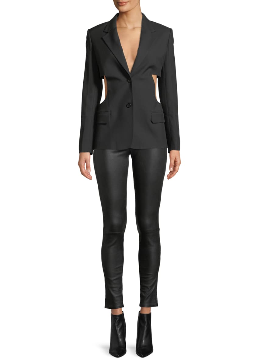 Helmut Lang Single-Breasted Cutout-Sides Canvas Blazer and Matching ...