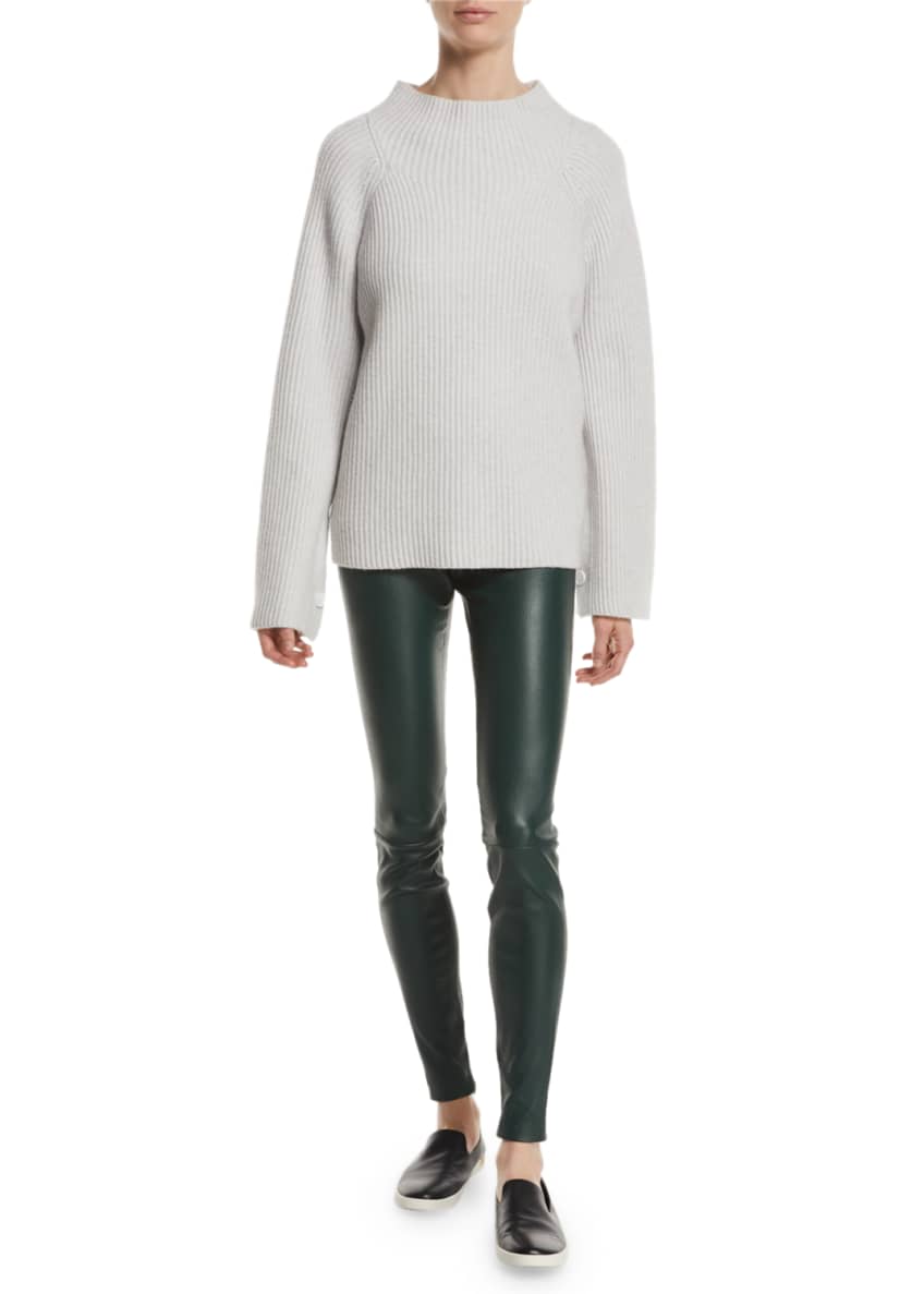 Ribbed Funnel-Neck Wool-Cashmere Sweater and Matching Items Image 1 of 2