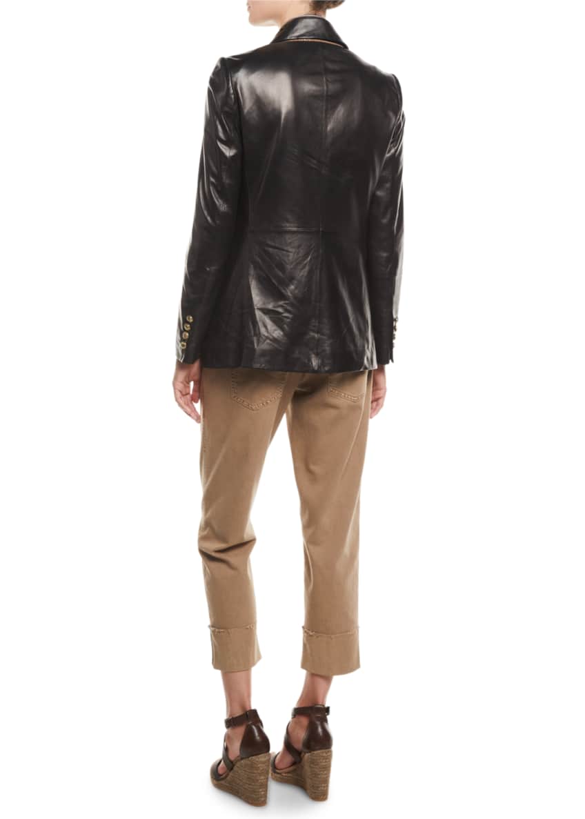 Double-Breasted Napa Leather Jacket and Matching Items Image 2 of 2