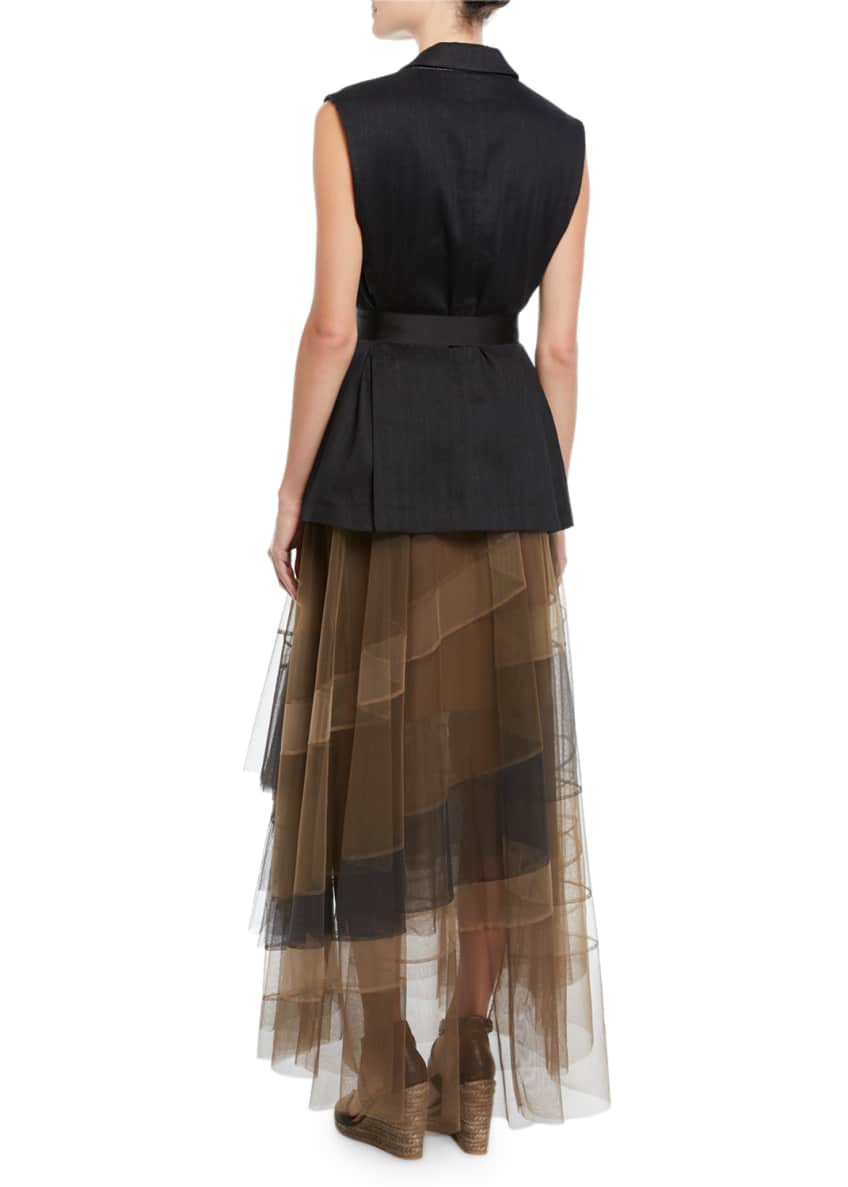 Chevron Striped Cotton Twill Vest w/ Removable Belt and Matching Items Image 2 of 2