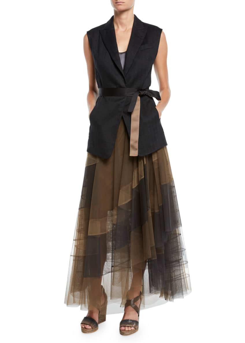 Chevron Striped Cotton Twill Vest w/ Removable Belt and Matching Items Image 1 of 2