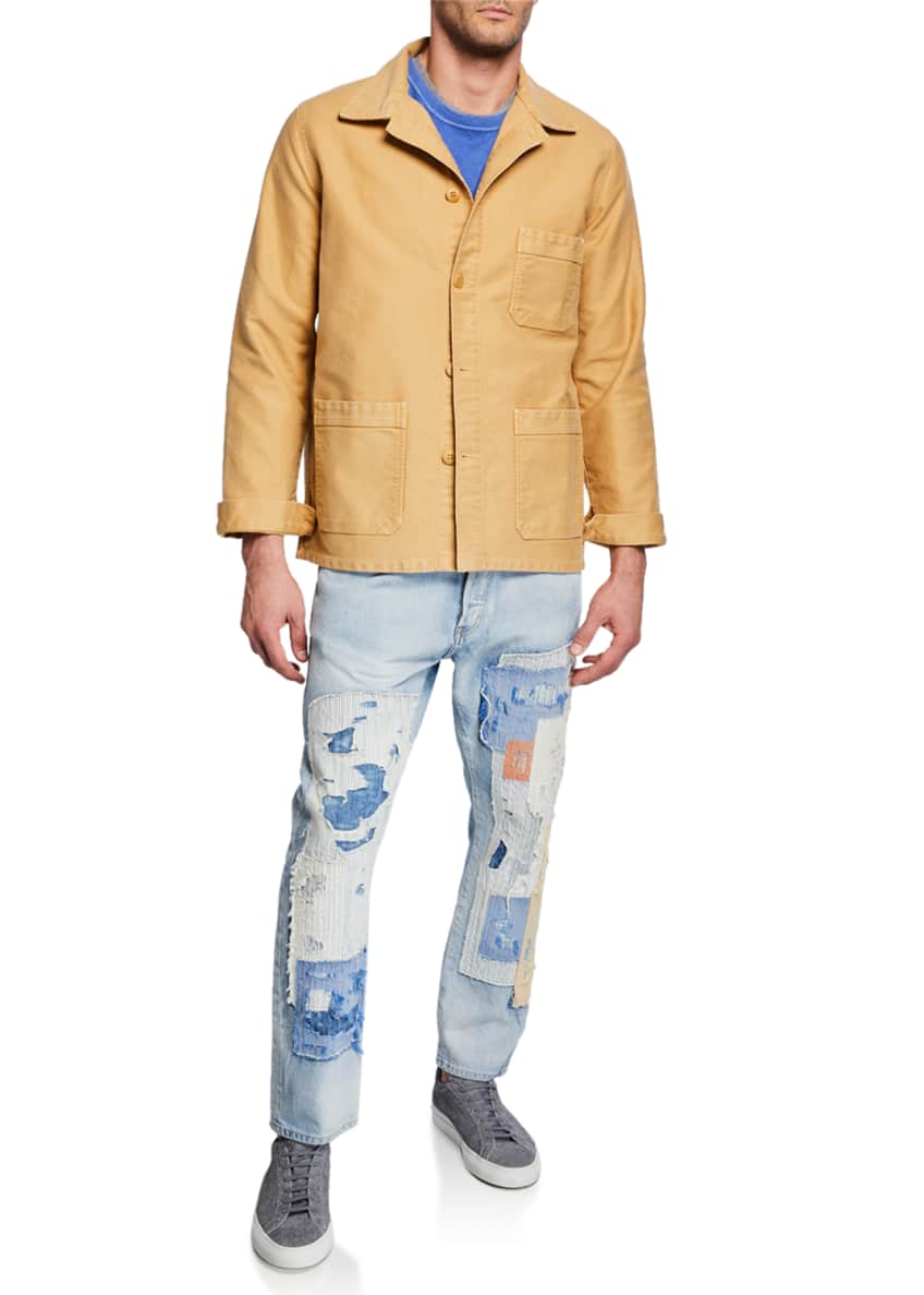 Le Mont St Michel Men's StoneWashed French Worker Jacket and Matching