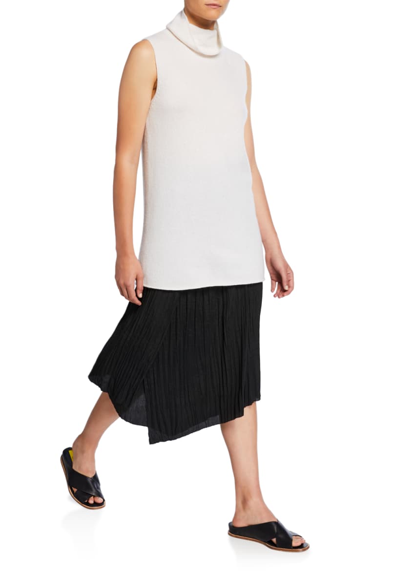 Vince Sleeveless Ribbed Funnel-Neck Cashmere Top and Matching Items ...