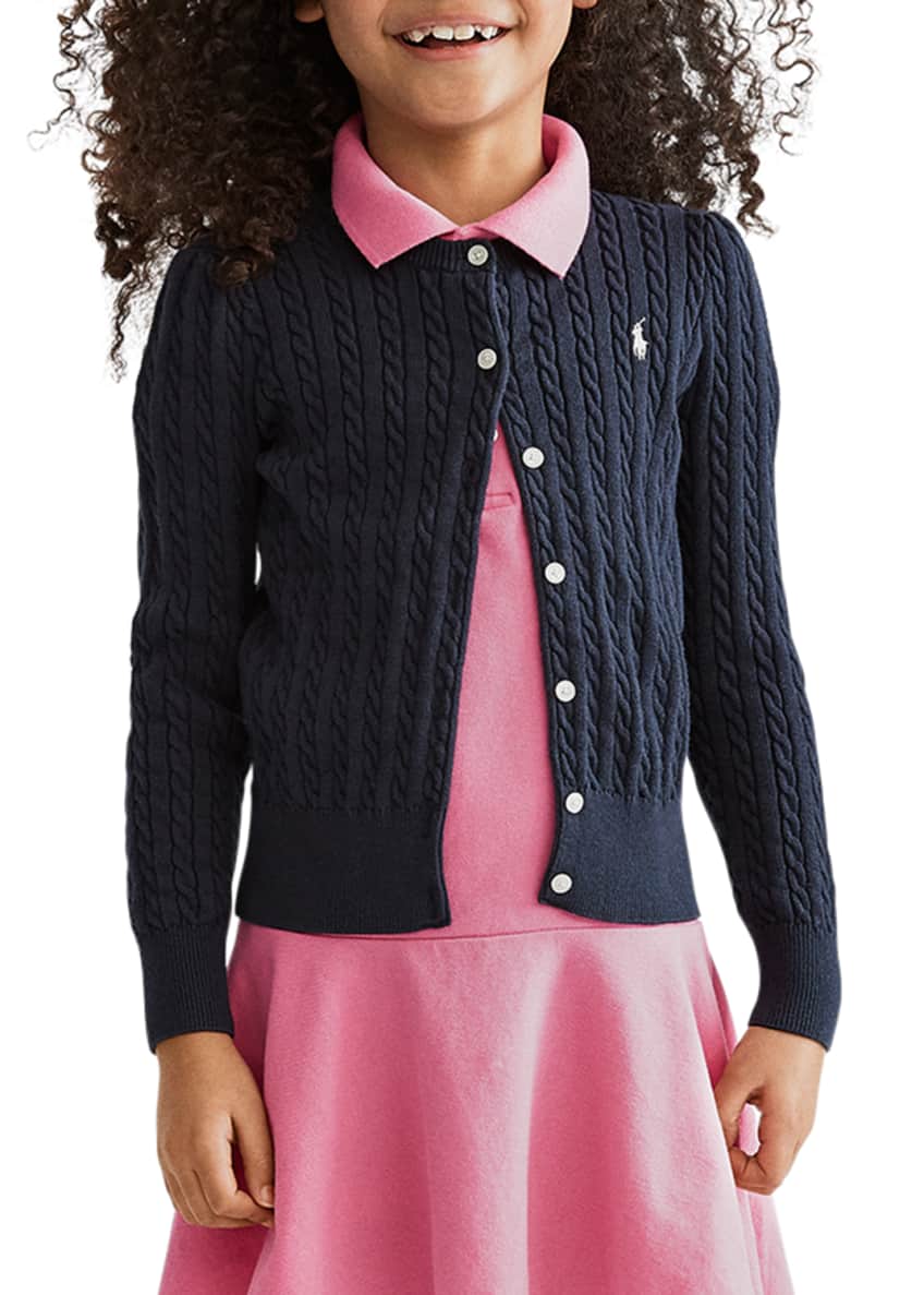 Ralph Lauren Childrenswear Girl's Cable-Knit Cotton Cardigan, Size 2-4 Image 2 of 2
