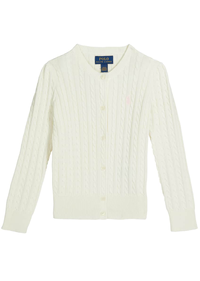 Ralph Lauren Childrenswear Girl's Cable-Knit Ribbed Cardigan, Size 2-4 Image 2 of 2