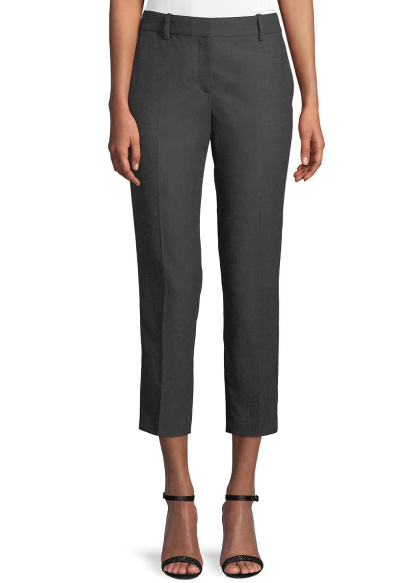 Theory Trecca 2 Straight-Leg New Pure Flannel Cropped Pants and ...