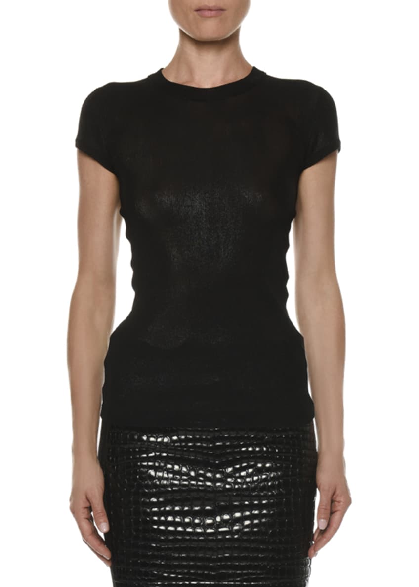 TOM FORD Crewneck Short-Sleeve Knit Muscle Tee Image 1 of 3