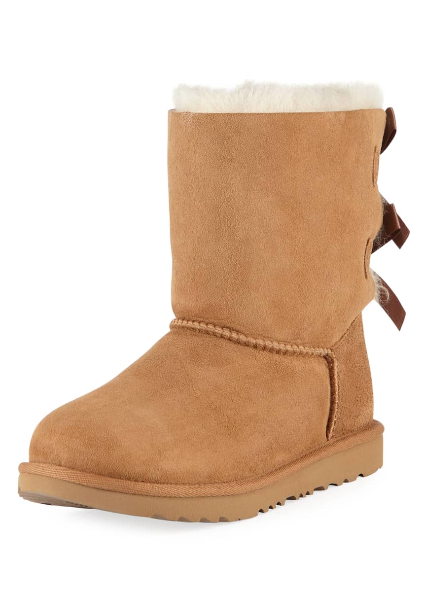UGG Bailey Bow II Boot, Toddler Sizes 6-12 Girl's Bailey Bow II Crisscross Ribbon Suede Boots, Kids