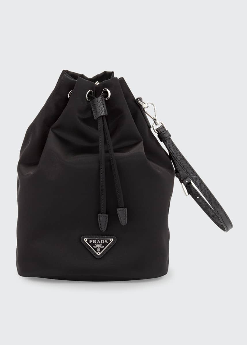 prada mini nylon bucket bag