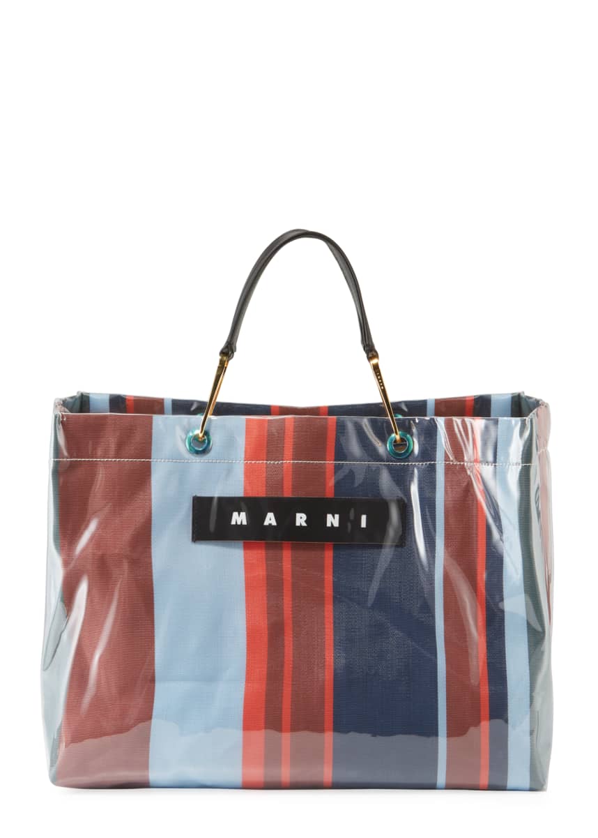 monogram colorblock stripe shopper tote bag