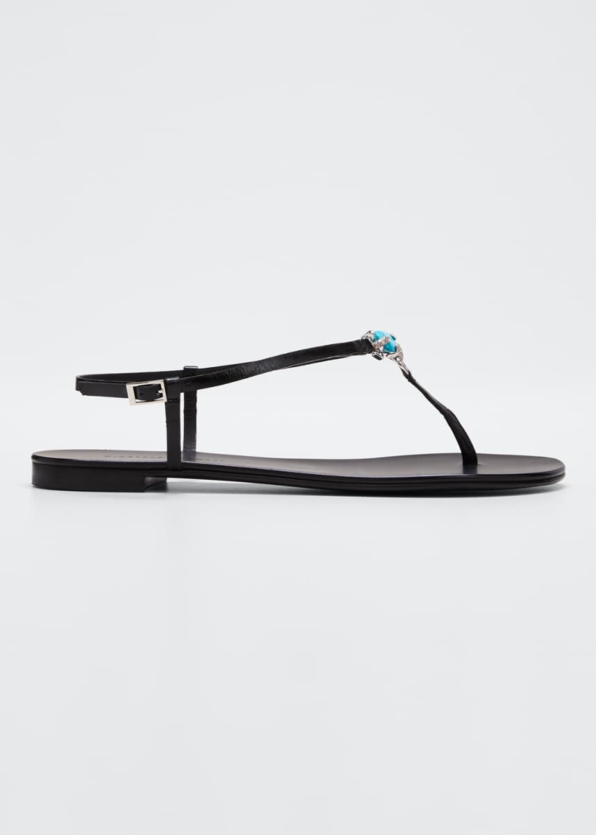 giuseppe zanotti nuvo rock jeweled toe ring leather sandal
