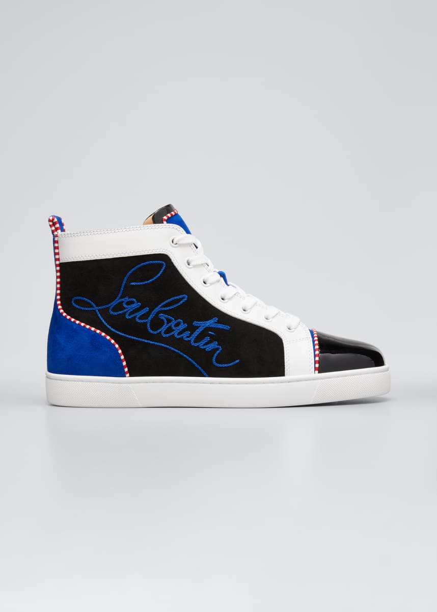 blue suede louboutin mens