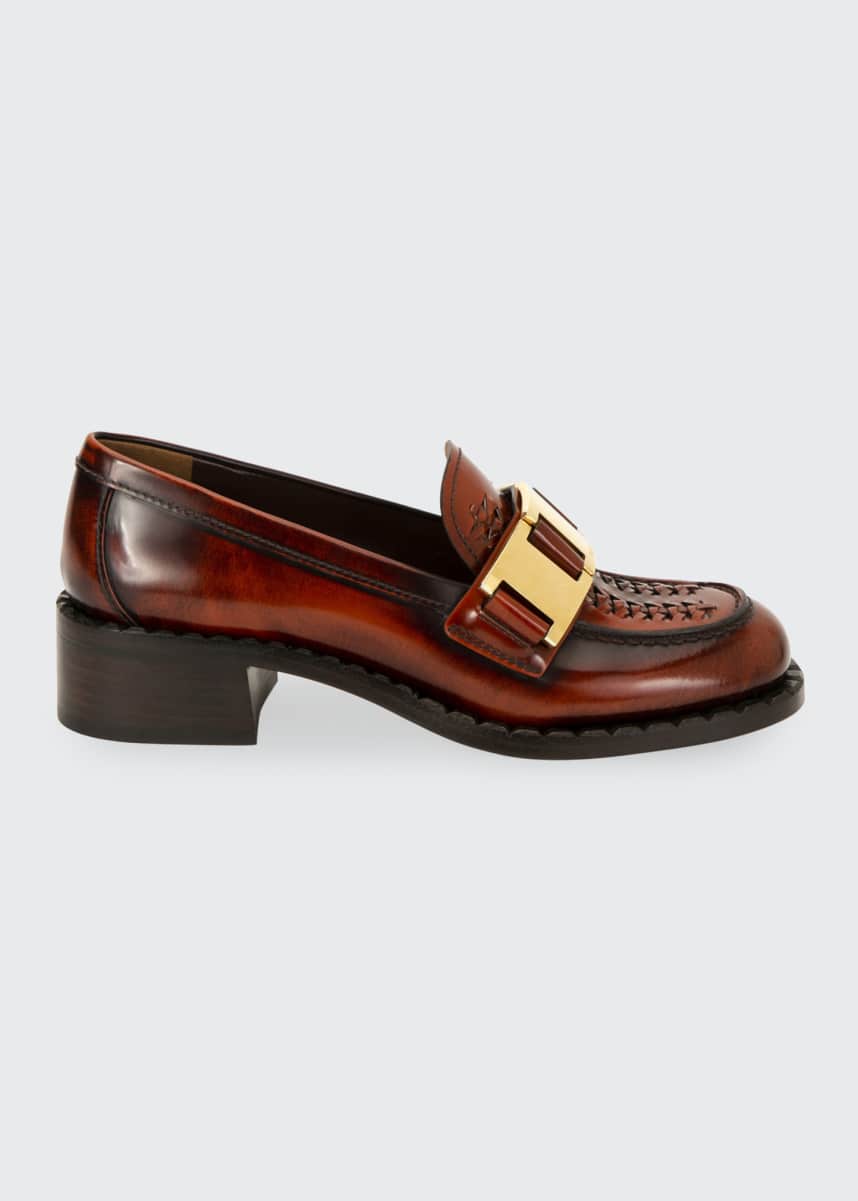 leather chain loafers by prada
