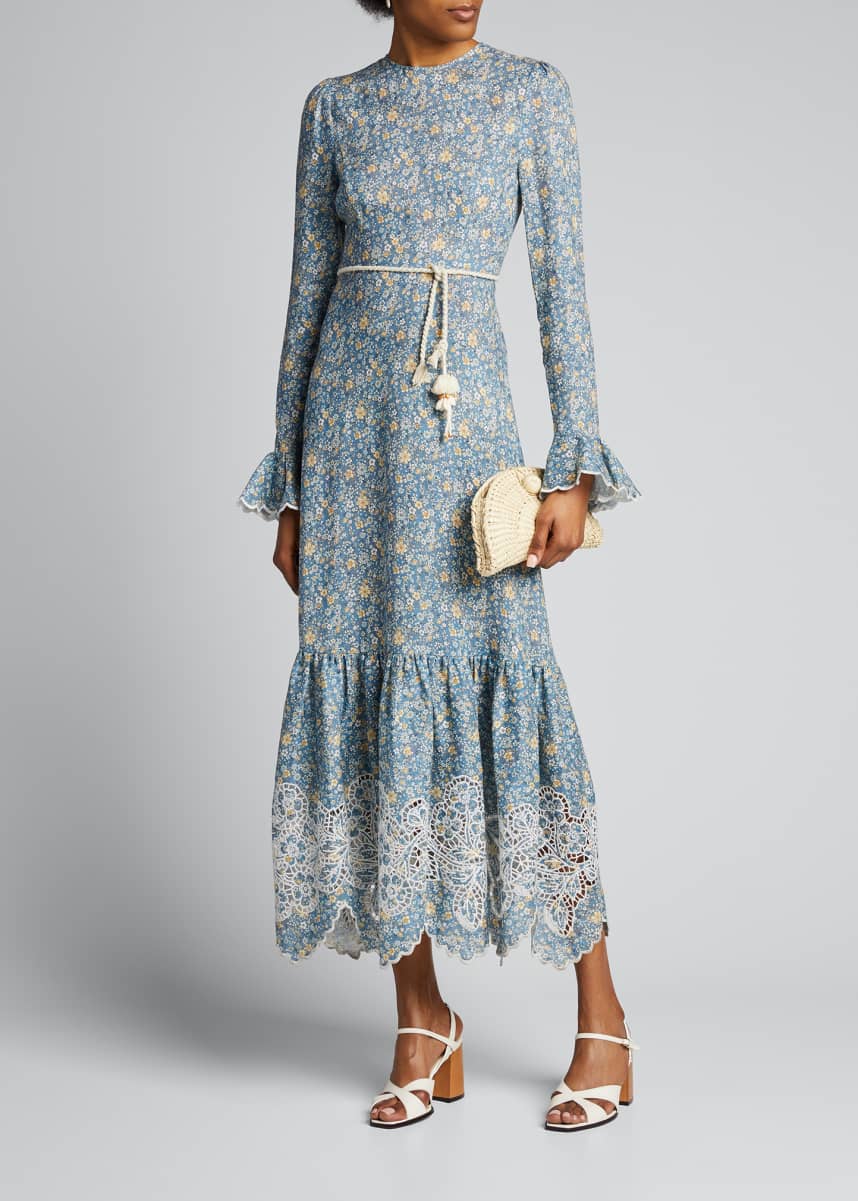 lucia ditzy long dress dark green