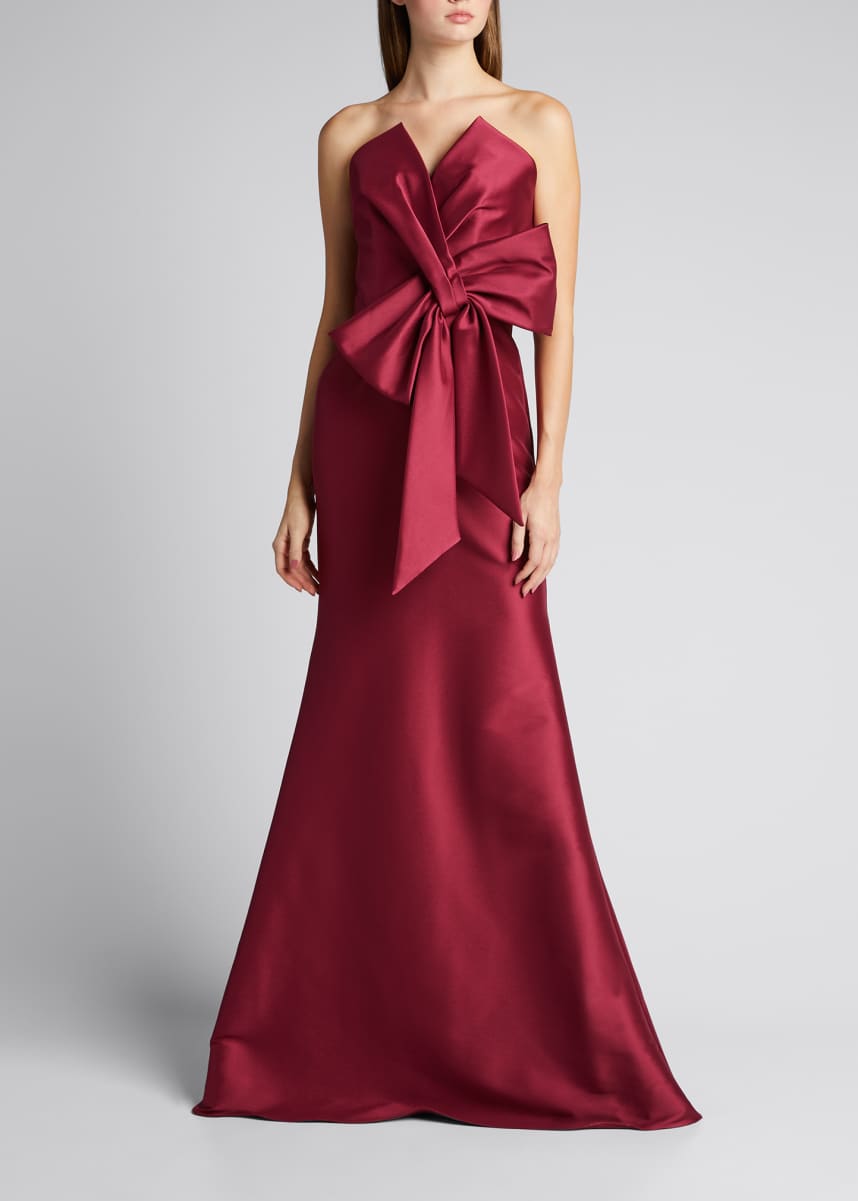 badgley mischka red strapless ball gown