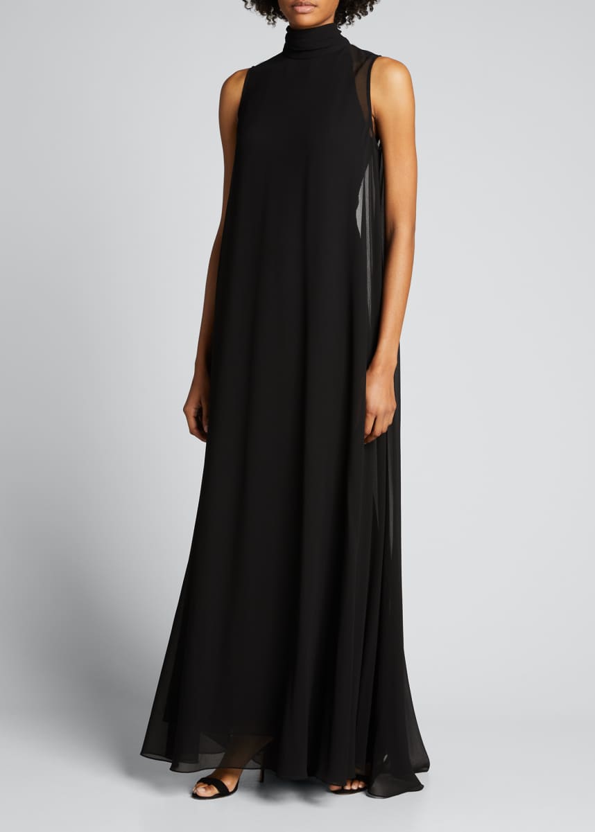 badgley mischka v neck column gown