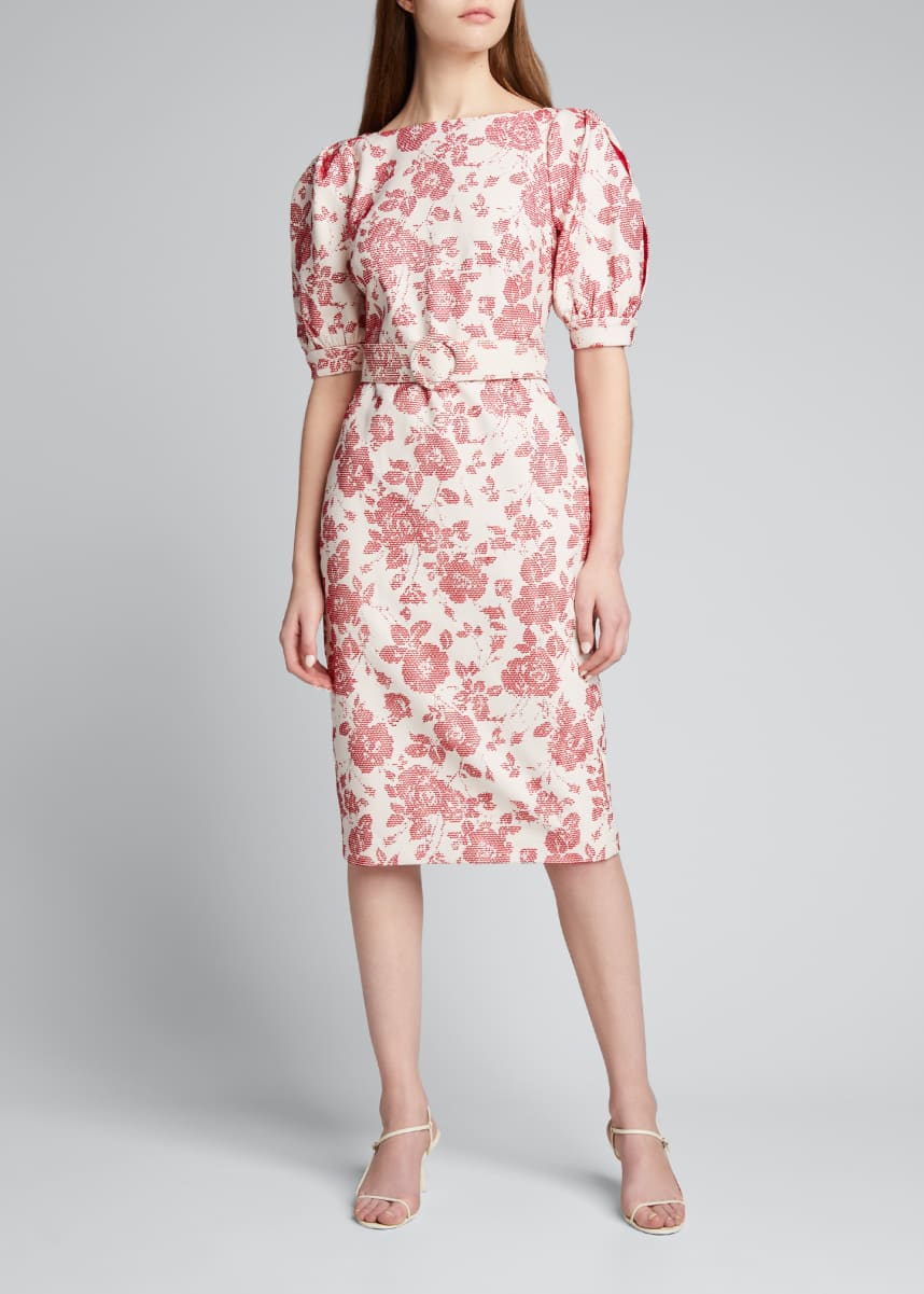 badgley mischka puff sleeve gown
