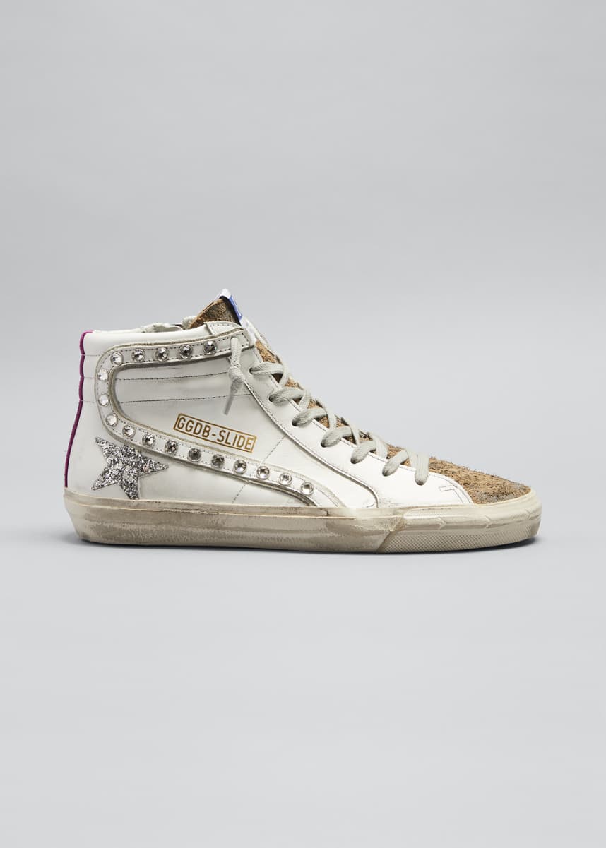 white and gold designer sneakers