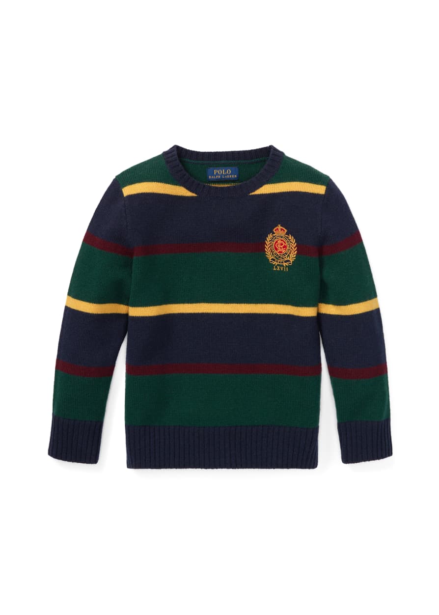 Ralph Lauren Childrenswear Merino Wool Multi Stripe Crest Sweater Size 2 4 Matching Items Bergdorf Goodman