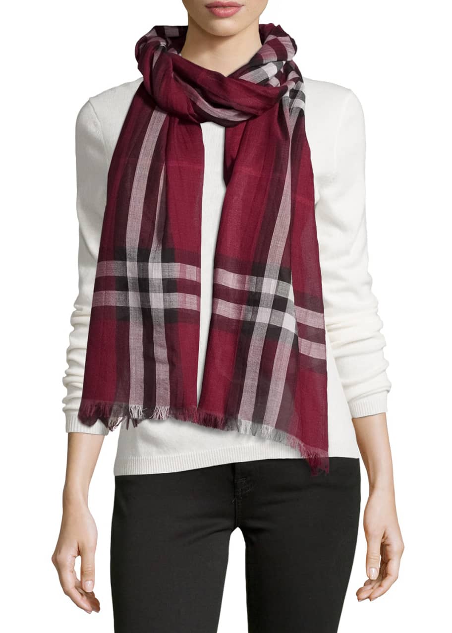 Burberry giant check wool silk scarf clearance