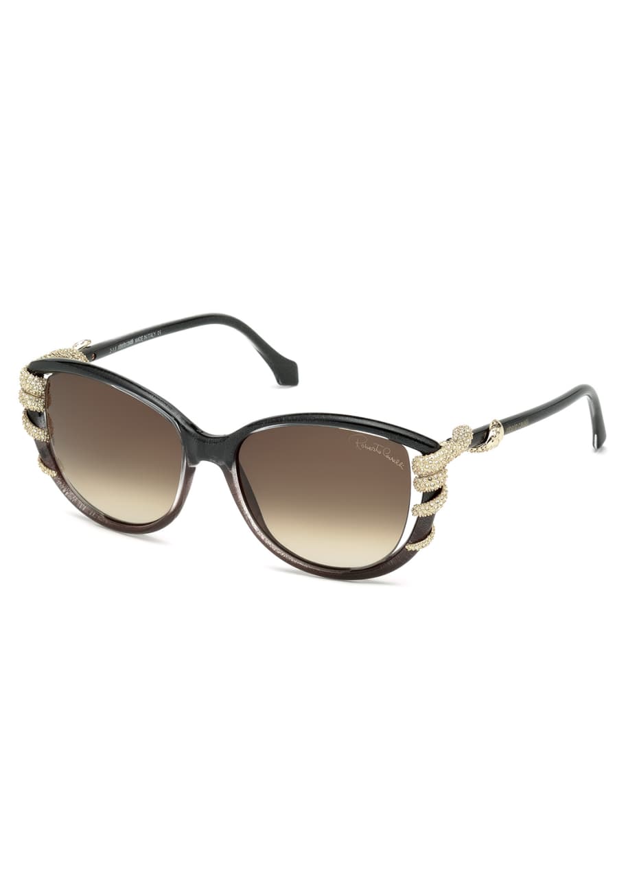 Rhinestone Snake Wrapped Temple Sunglasses