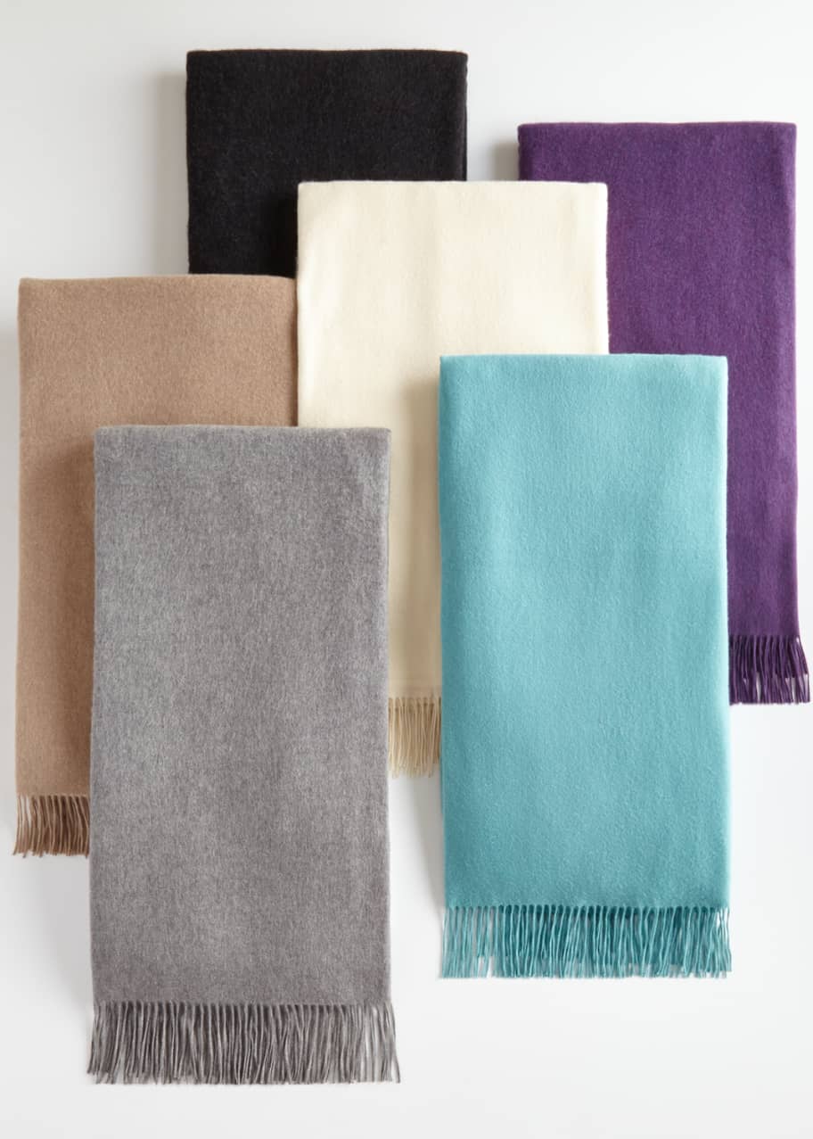 Sofia Cashmere Woven Cashmere Throw with Monogram Bergdorf Goodman