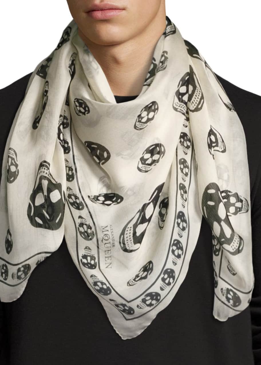 Alexander McQueen Silk Skull Scarf for Men Mens Accessories Scarves and mufflers 