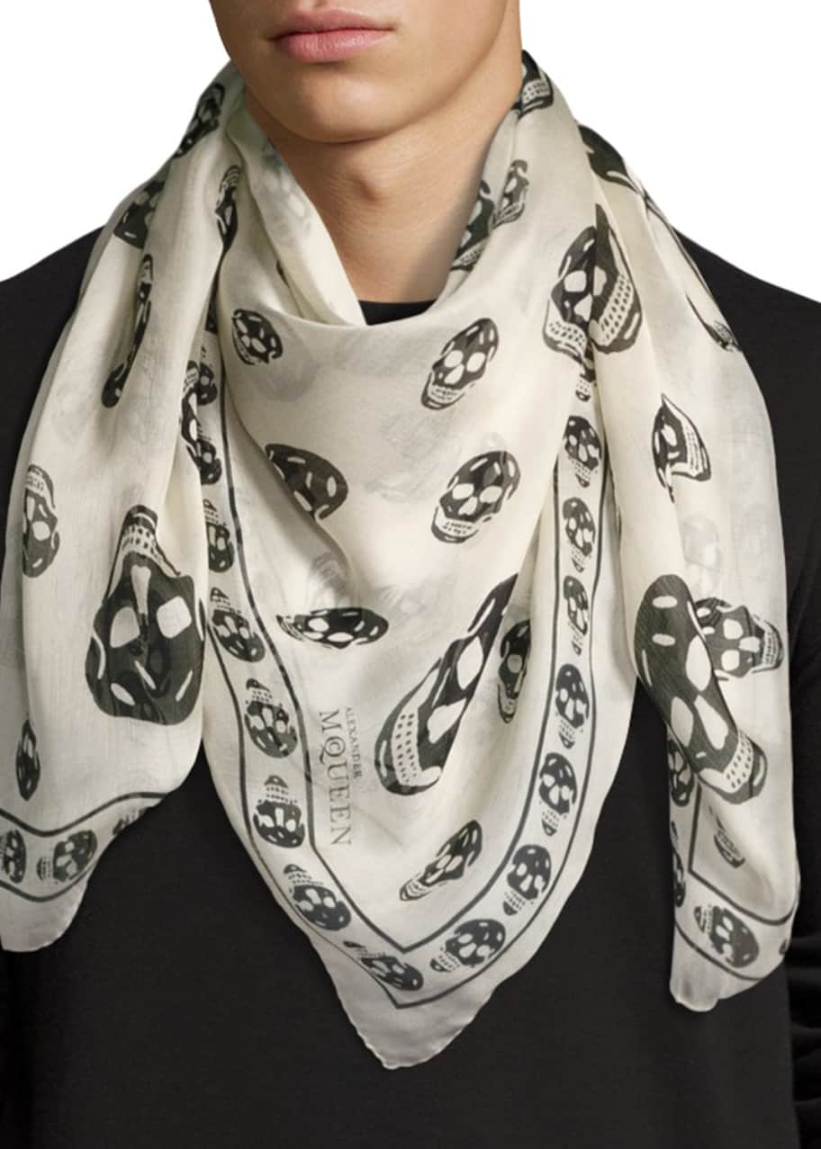 Alexander McQueen Men's Skull-Print Silk Scarf - ShopStyle Scarves