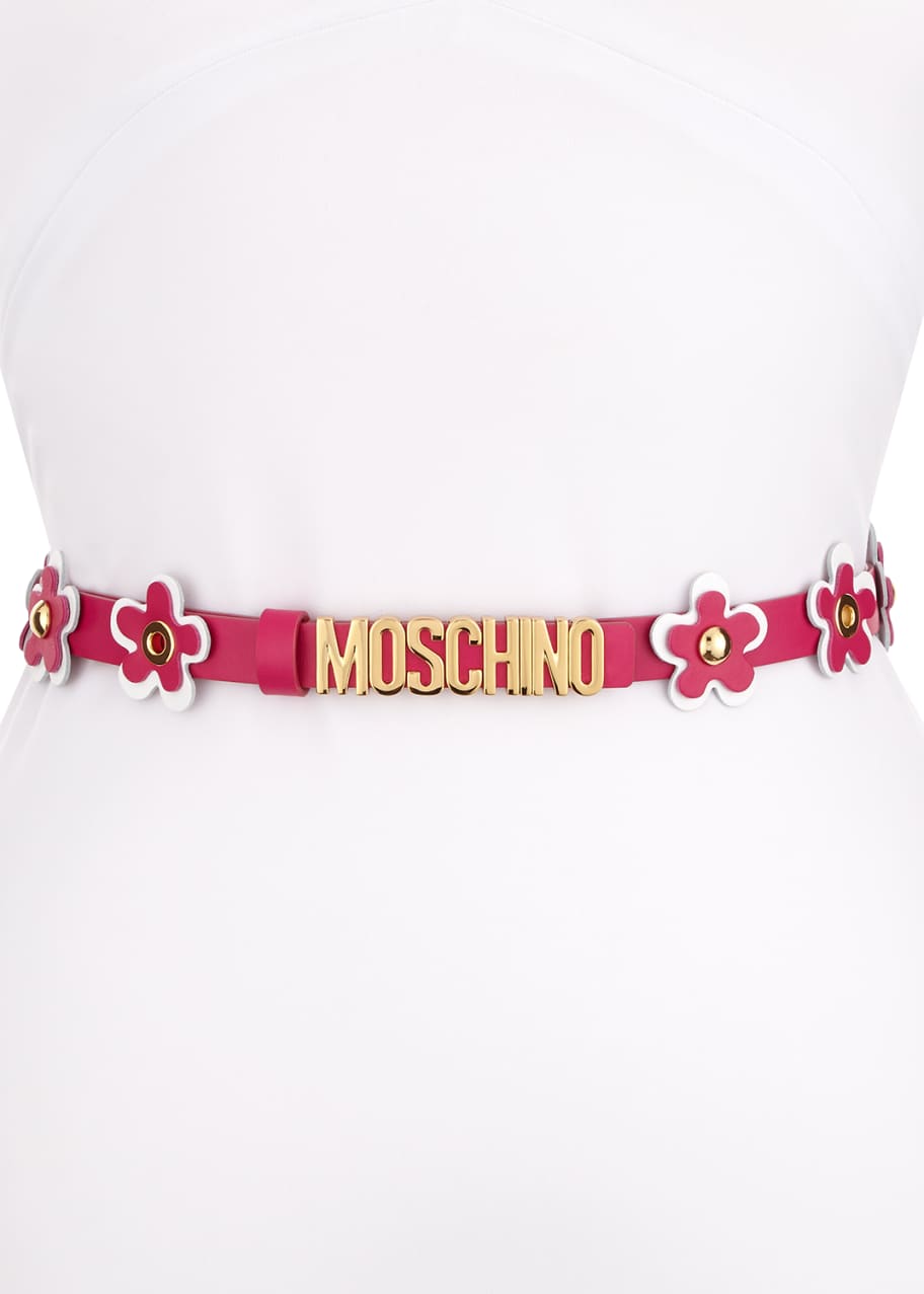 Moschino Logo Skinny Leather Belt