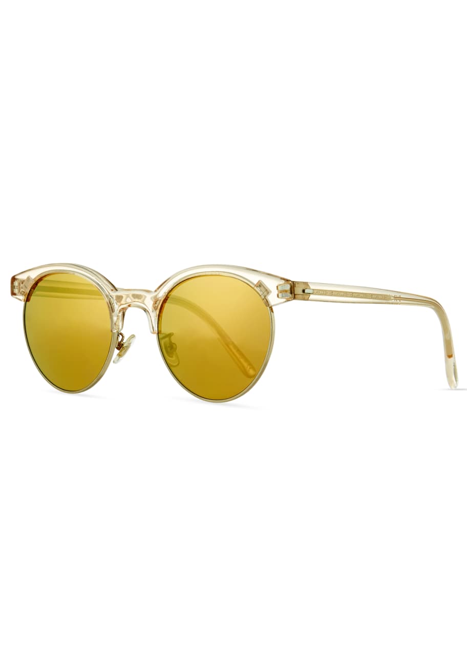Oliver Peoples Ezelle Mirrored Semi-Rimless Sunglasses, Yellow - Bergdorf  Goodman