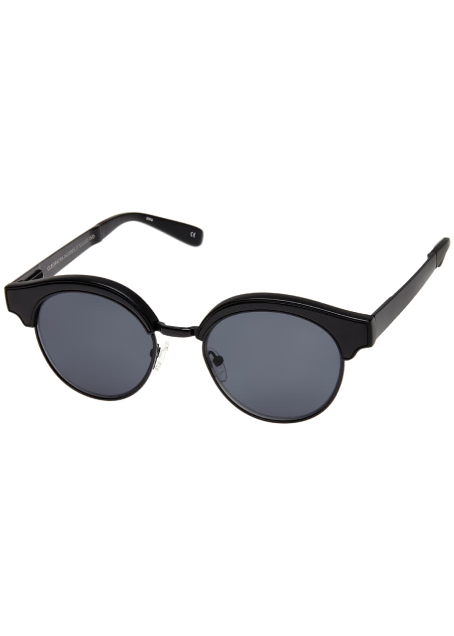 Le Specs Luxe Cleopatra Monochromatic Semi-Rimless Sunglasses, Black ...