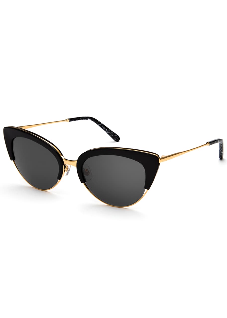 KREWE Josephine Monochromatic Cat Eye Sunglasses Black Bergdorf