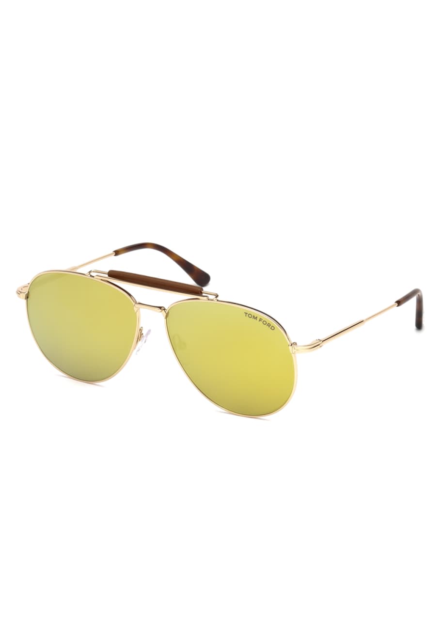 TOM FORD Sean Metal Aviator Sunglasses with Mirrored Lenses, Rose  Gold/Brown - Bergdorf Goodman