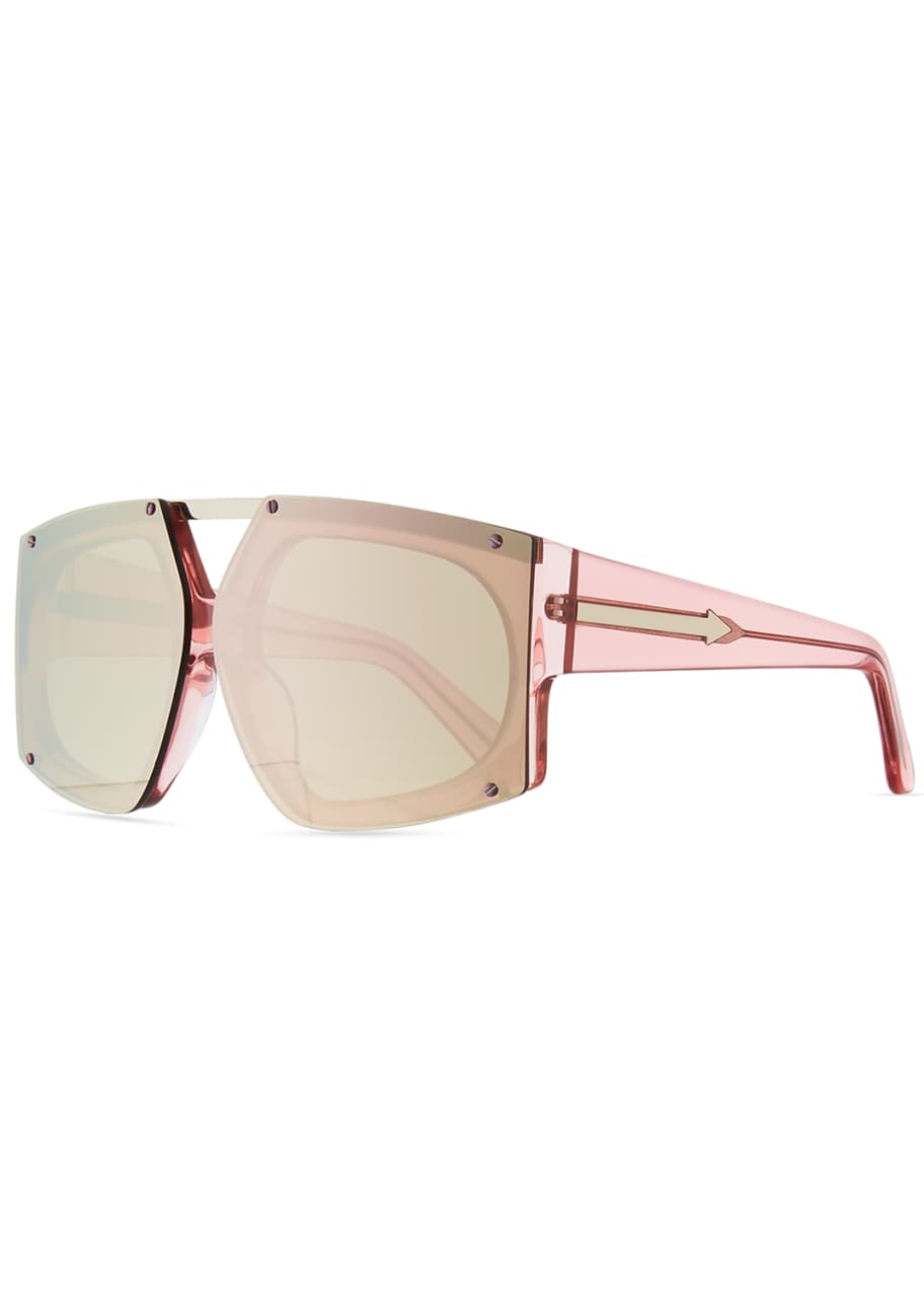 Karen Walker Salvador Oversized Mirrored Wrap Sunglasses, Pink