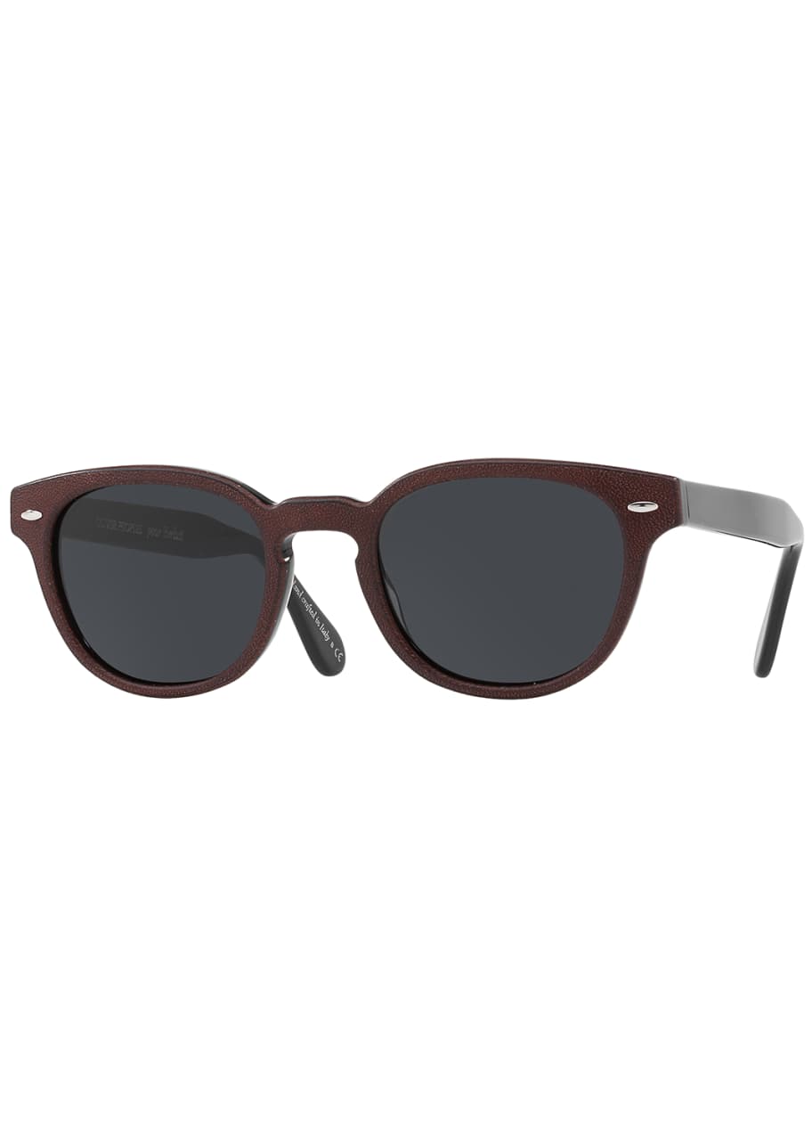 Oliver Peoples pour Berluti Sheldrake Leather 49 Mirrored Round Acetate  Sunglasses, Nero Grigio - Bergdorf Goodman