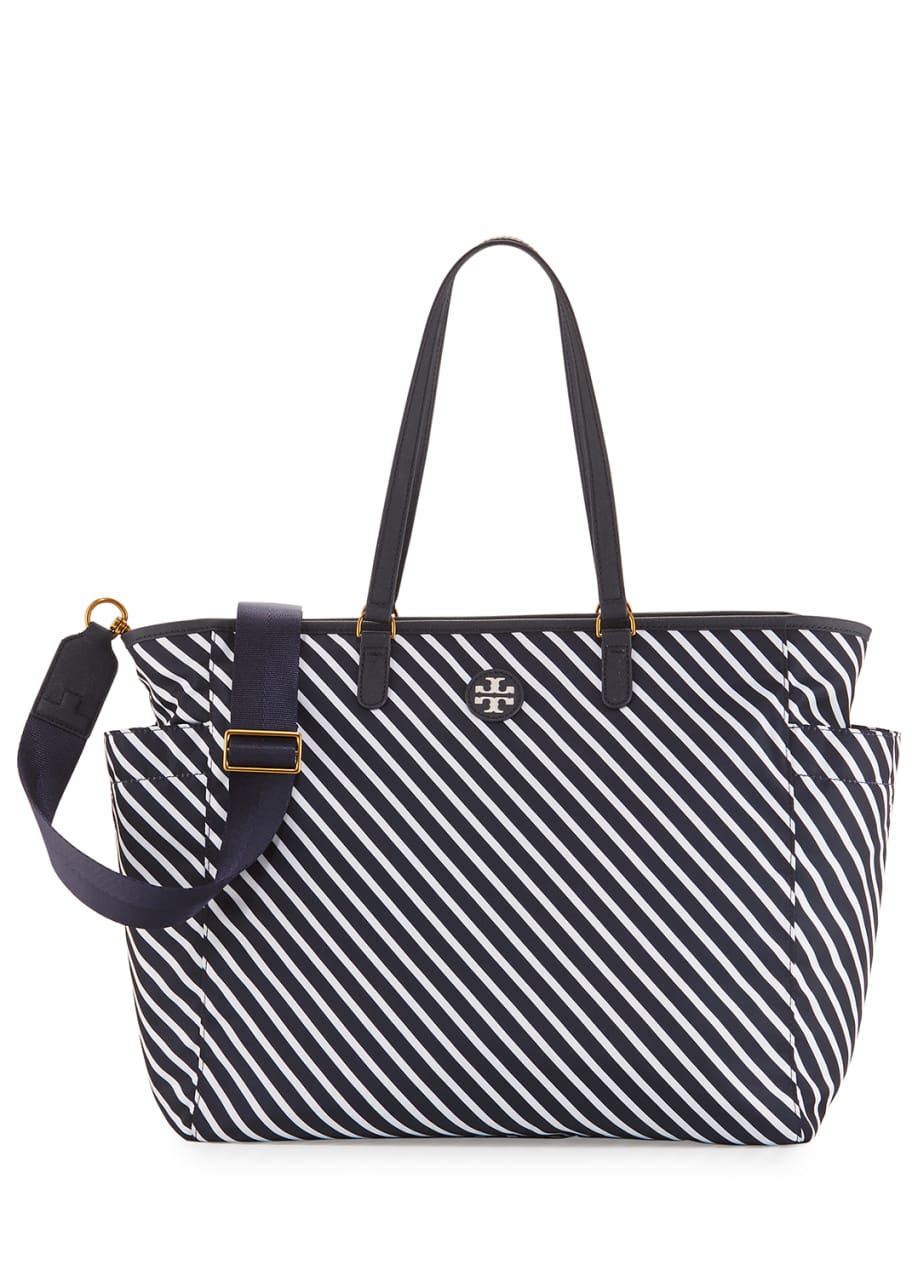 Tory Burch Scout Striped Nylon Baby Tote Bag, Blue/White - Bergdorf Goodman