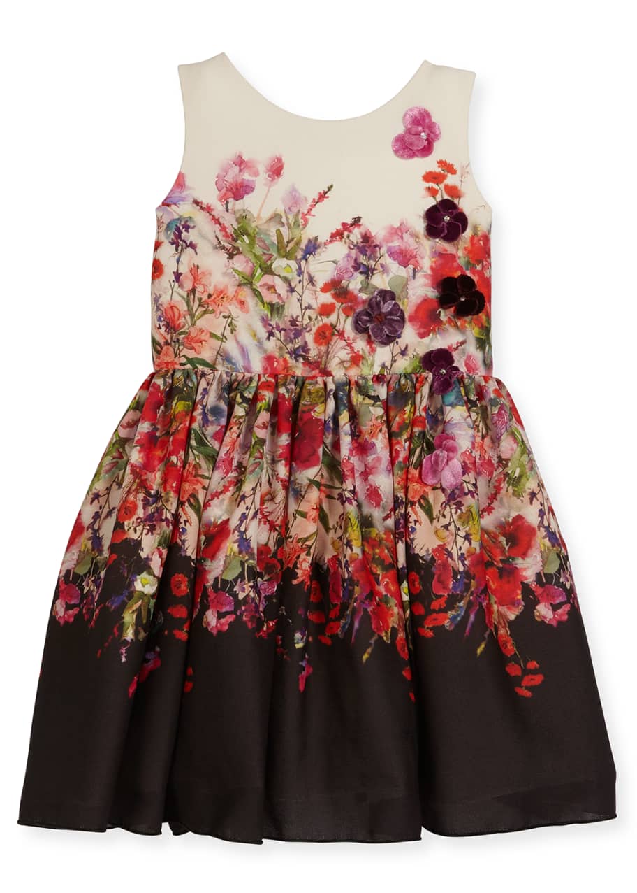 Image 1 of 1: Scarlet Sleeveless Floral Crepe Chiffon Dress, Multicolor, Size 4-6