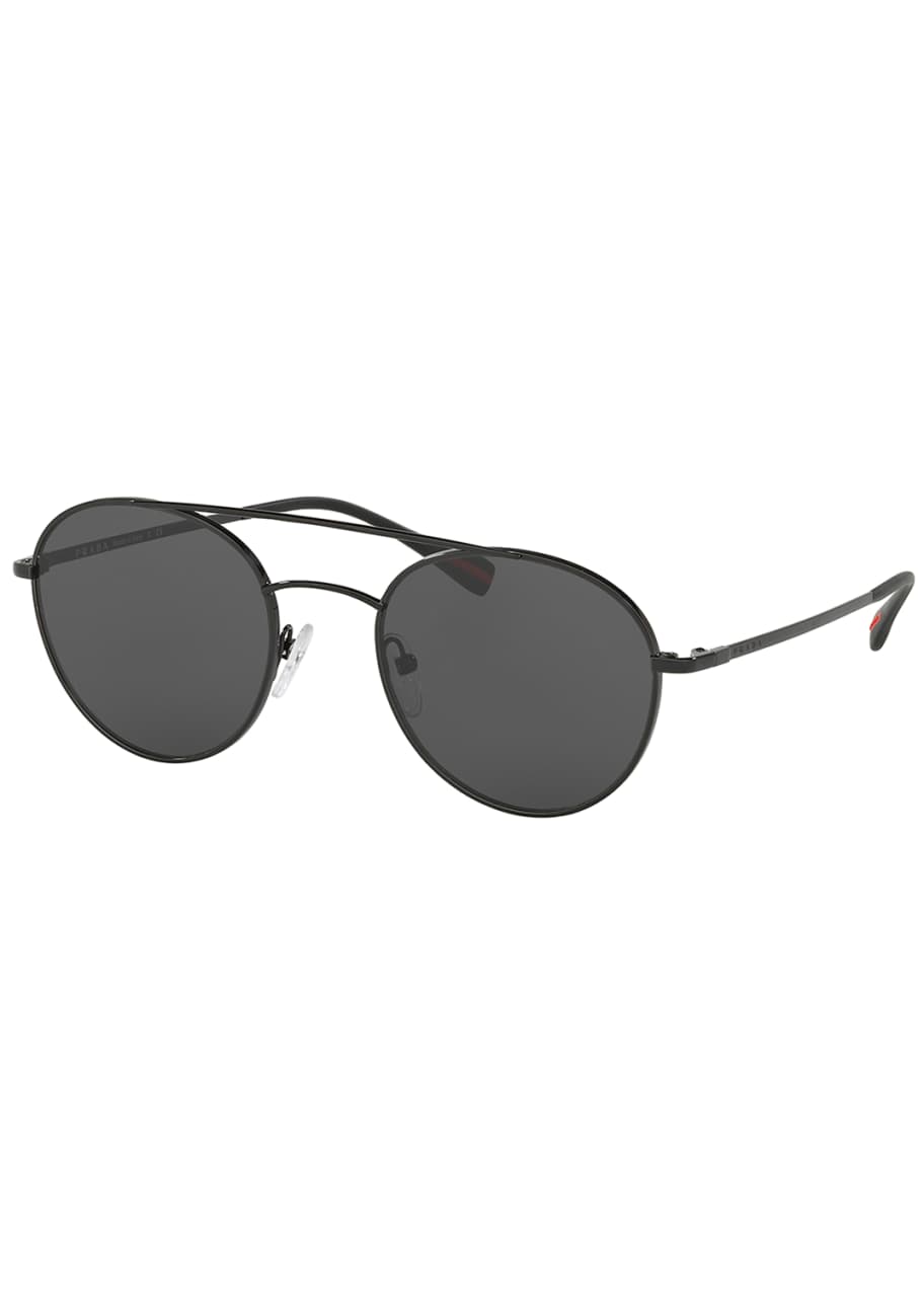 Prada Linea Rossa Round Aviator Sunglasses Black Bergdorf Goodman