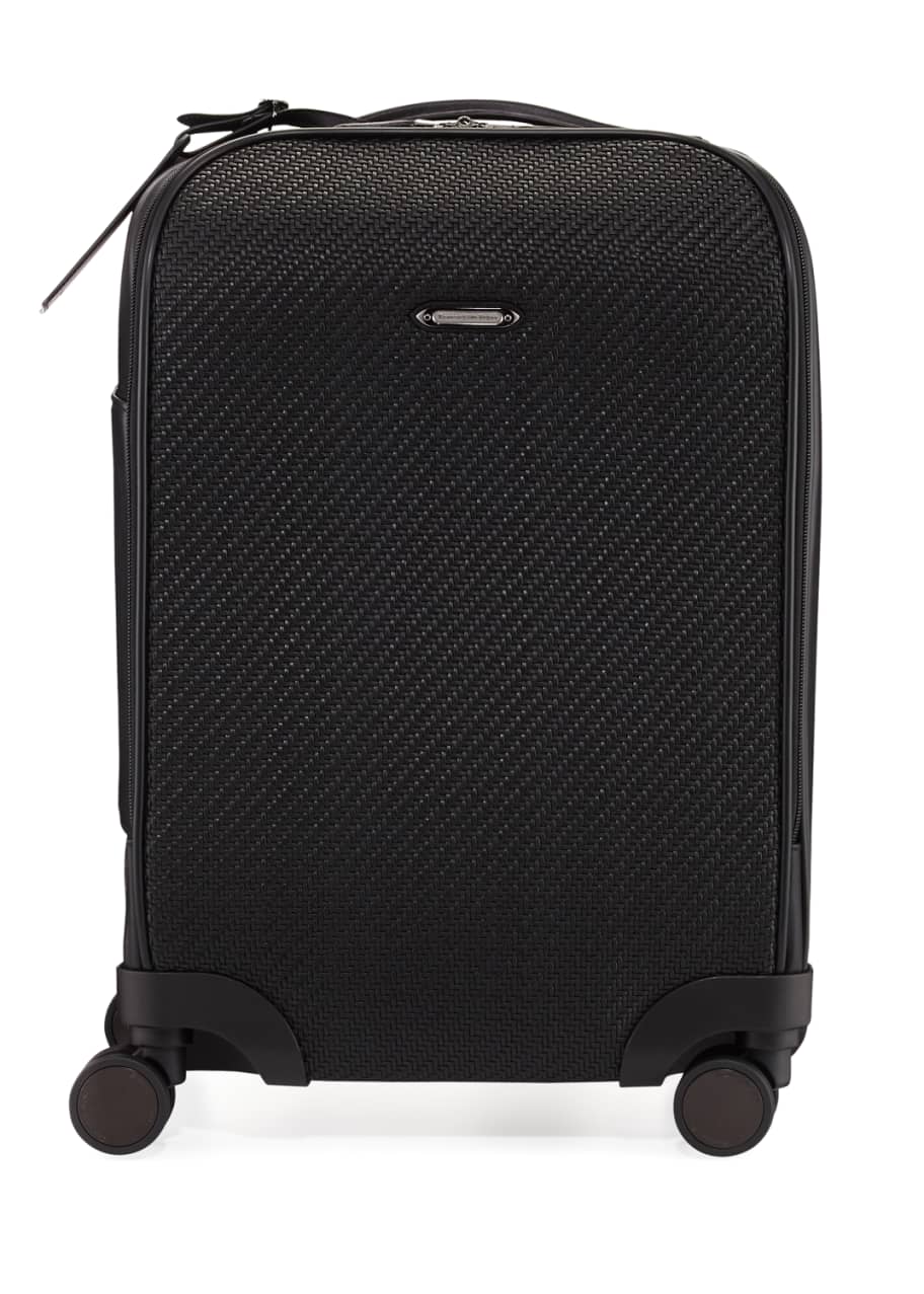 Image 1 of 1: Pelle Tessuta Woven Leather Trolley Suitcause