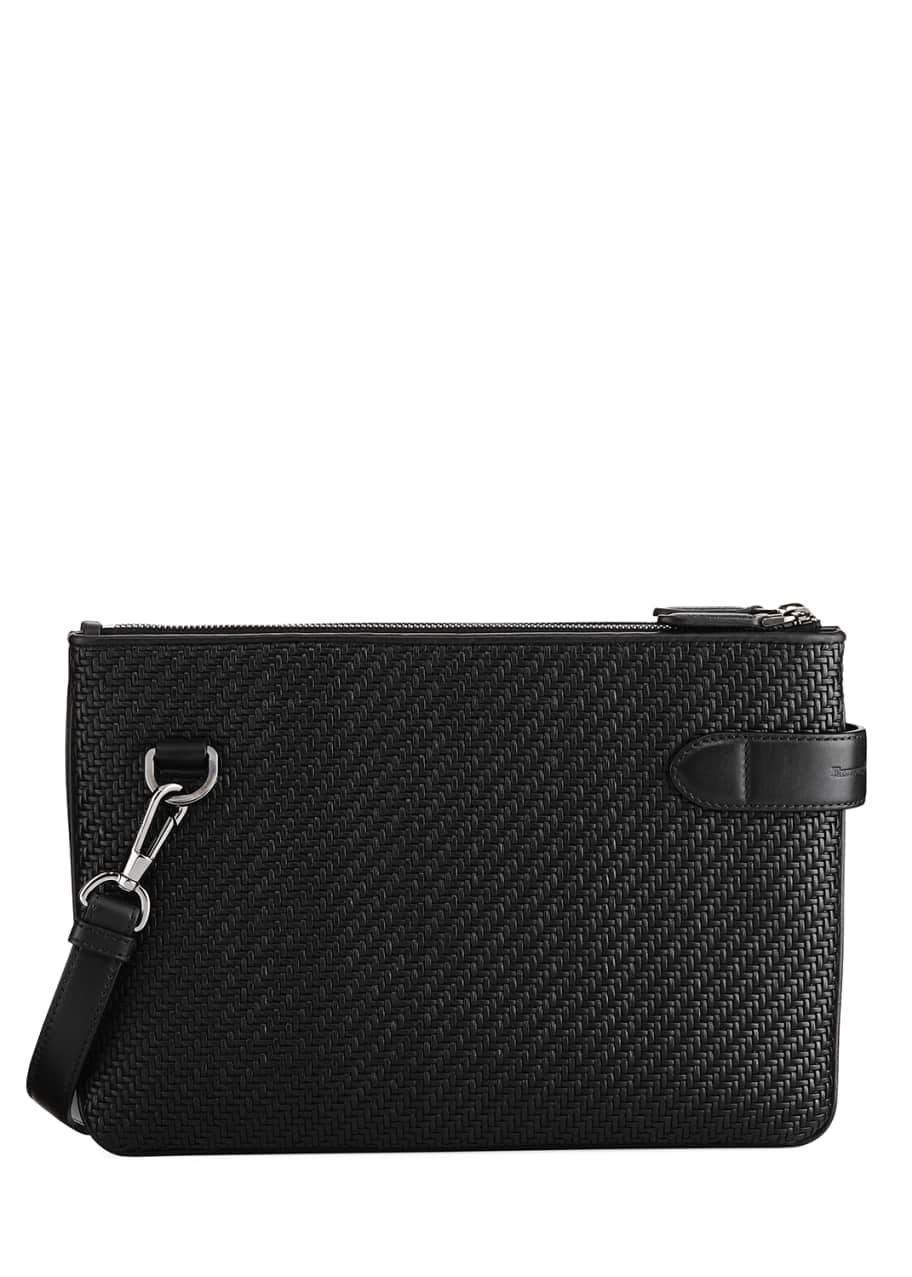 Ermenegildo Zegna Pelle Tessuta Leather Double Crossbody Bag - Bergdorf ...