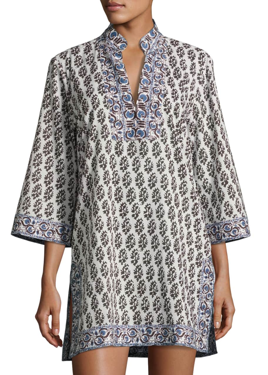 Tory Burch Scultura Beach Tunic Coverup Dress White Pattern